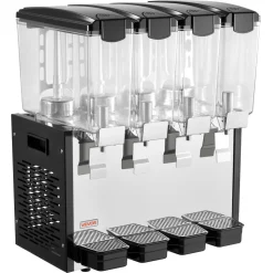 VEVOR Commercial Beverage Dispenser 4 Tanks 10 L / 10.6 QT Per Tank, Stainless Steel Juice Dispenser, Ice Tea Drink Machine with 45℉ to 54℉ Cooling Temperature, for Cold Drink Restaurant Bar Party