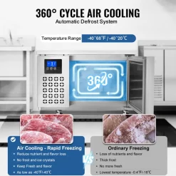 VEVOR Commercial Blast Freezer, 80 L / 2.8 Cu.ft Blast Chiller with 3 Trays, Blast Chiller Freezer Chest with 4 Freezing Modes, Stainless Steel Food Blast Freezer with Casters for Restaurant, Seafood