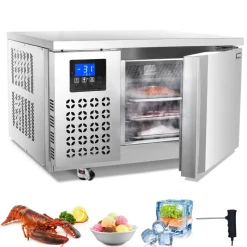 VEVOR Commercial Blast Freezer, 80 L / 2.8 Cu.ft Blast Chiller with 3 Trays, Blast Chiller Freezer Chest with 4 Freezing Modes, Stainless Steel Food Blast Freezer with Casters for Restaurant, Seafood
