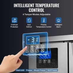 VEVOR Commercial Blast Freezer, 80 L / 2.8 Cu.ft Blast Chiller with 3 Trays, Blast Chiller Freezer Chest with 4 Freezing Modes, Stainless Steel Food Blast Freezer with Casters for Restaurant, Seafood