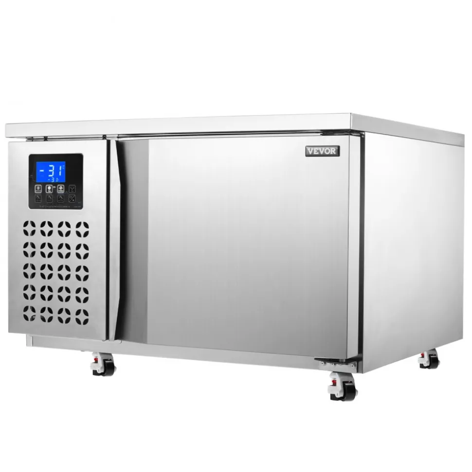 VEVOR Commercial Blast Freezer, 80 L / 2.8 Cu.ft Blast Chiller with 3 Trays, Blast Chiller Freezer Chest with 4 Freezing Modes, Stainless Steel Food Blast Freezer with Casters for Restaurant, Seafood