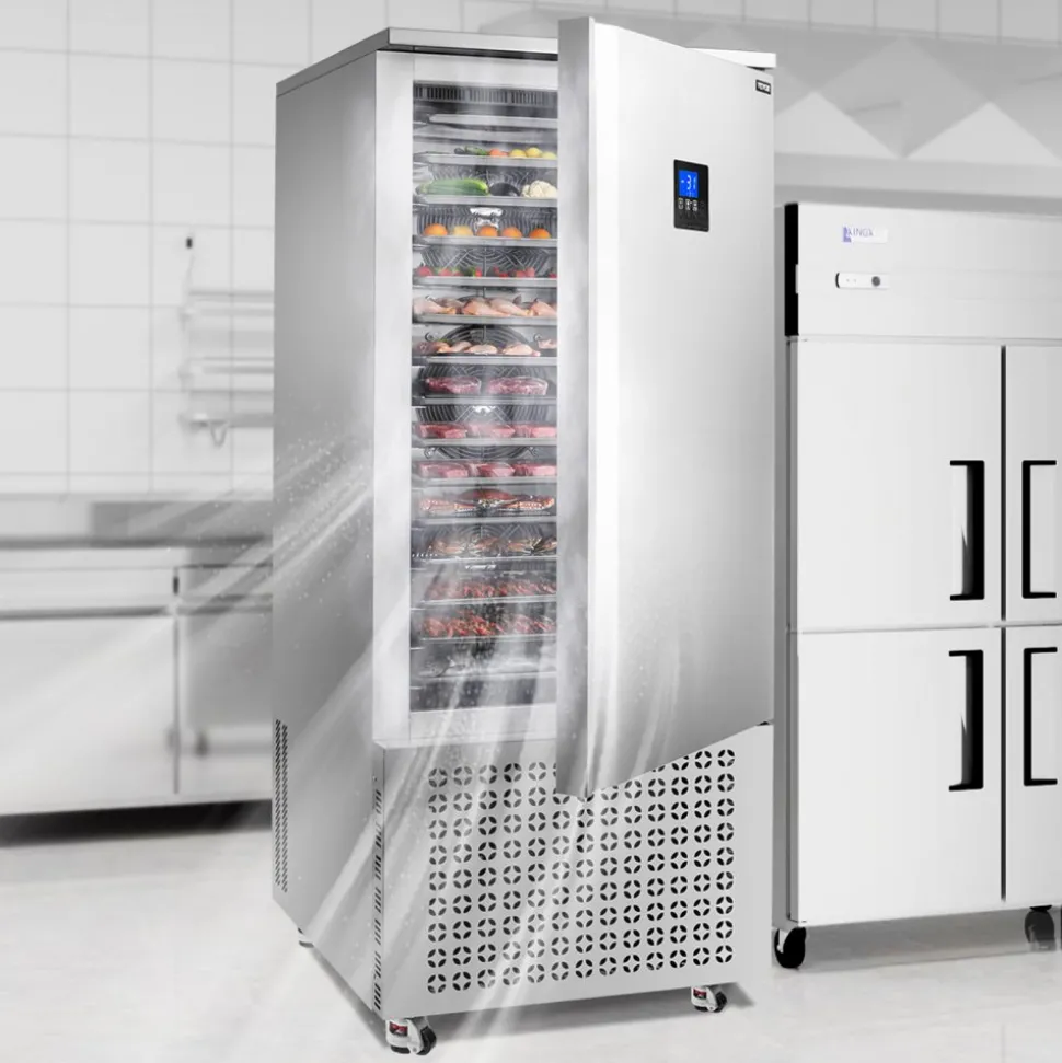 VEVOR Commercial Blast Freezer, 32 L / 1.1 Cu.ft Blast Chiller with 4 1/3 Trays, Blast Chiller Freezer Chest with Cooling & Freezing Modes, Stainless Steel Food Blast Freezer for Restaurant, Seafood