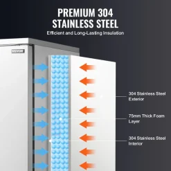 VEVOR Commercial Blast Freezer, 32 L / 1.1 Cu.ft Blast Chiller with 4 1/3 Trays, Blast Chiller Freezer Chest with Cooling & Freezing Modes, Stainless Steel Food Blast Freezer for Restaurant, Seafood