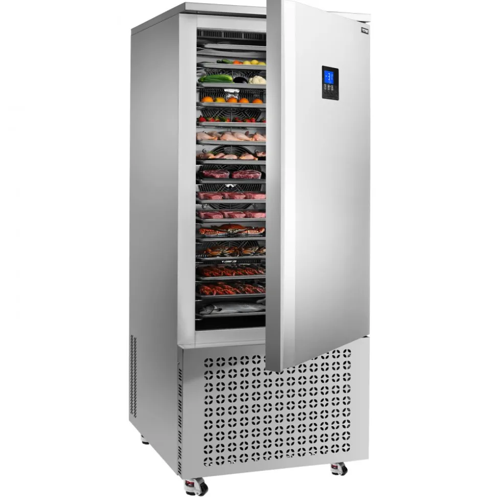 VEVOR Commercial Blast Freezer, 32 L / 1.1 Cu.ft Blast Chiller with 4 1/3 Trays, Blast Chiller Freezer Chest with Cooling & Freezing Modes, Stainless Steel Food Blast Freezer for Restaurant, Seafood