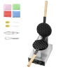 VEVOR Commercial Bubble Waffle Maker, 1400W Egg Pancake Baker Machine, Non-Stick Stainless Steel Egg Bubble Puff, 180° Rotatable, Temp and Time Control, Wooden Handle, for Restaurant Bakery Snack Bar