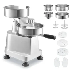 VEVOR Commercial Burger Patty Maker, Hamburger Beef Patty Maker with 3 Convertible Mold(4/5/6-inch), Heavy Duty Stainless Steel Burger Press Machine, Meat Forming Processor with 1500 Pcs Patty Papers