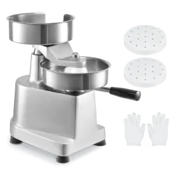 VEVOR Commercial Burger Patty Maker, 150mm/6inch Hamburger Beef Patty Maker, Heavy Duty Food-Grade Stainless Steel Bowl Burger Press Machine, Kitchen Meat Forming Processor with 1000 Pcs Patty Papers