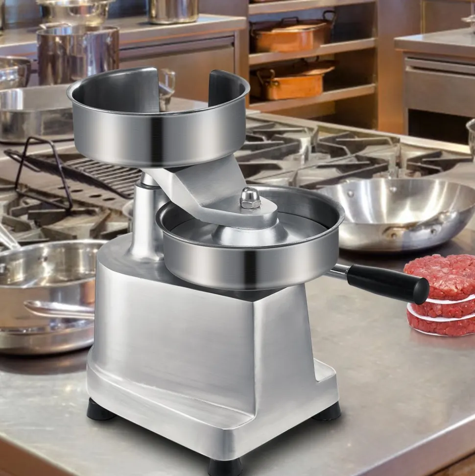 VEVOR Commercial Burger Patty Maker, 150mm/6inch Hamburger Beef Patty Maker, Heavy Duty Food-Grade Stainless Steel Bowl Burger Press Machine, Kitchen Meat Forming Processor with 1000 Pcs Patty Papers