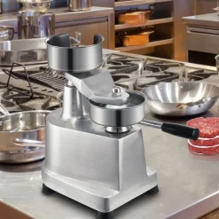 VEVOR Commercial Burger Patty Maker, 100mm/4inch Hamburger Beef Patty Maker, Heavy Duty Food-Grade Stainless Steel Bowl Burger Press Machine, Kitchen Meat Forming Processor with 1000 Pcs Patty Papers