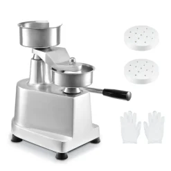 VEVOR Commercial Burger Patty Maker, 100mm/4inch Hamburger Beef Patty Maker, Heavy Duty Food-Grade Stainless Steel Bowl Burger Press Machine, Kitchen Meat Forming Processor with 1000 Pcs Patty Papers