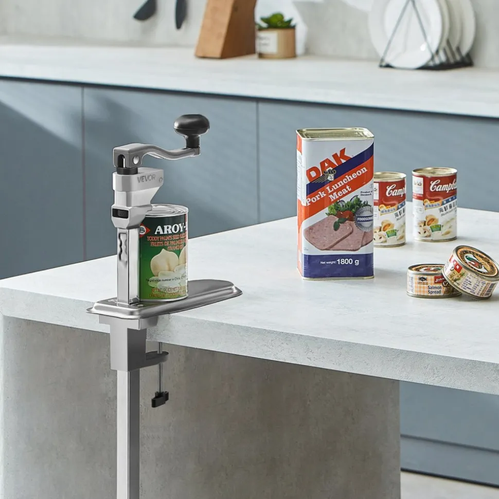VEVOR Commercial Can Opener, Heavy-Duty Manual Tabletop Cans Opener for Cans Up to 15.75 in Height, Height-Adjustable Can Openers Fixed with Screws & Table Clamp, for Restaurant, Hotel, and Food Store