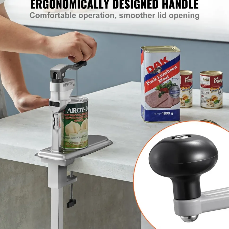 VEVOR Commercial Can Opener, Heavy-Duty Manual Tabletop Cans Opener for Cans Up to 15.75 in Height, Height-Adjustable Can Openers Fixed with Screws & Table Clamp, for Restaurant, Hotel, and Food Store