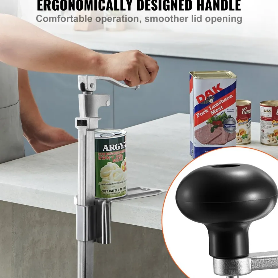 VEVOR Commercial Can Opener, Heavy-Duty Manual Tabletop Cans Opener for Cans Up to 11.8 in Height, Height-Adjustable Professional Can Openers with Stainless Steel Blade, for Restaurant & Food Store