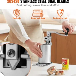 VEVOR Commercial Can Opener, Heavy-Duty Manual Tabletop Cans Opener for Cans Up to 11.8 in Height, Height-Adjustable Professional Can Openers Fixed with Screws, for Restaurant, Hotel, and Food Store