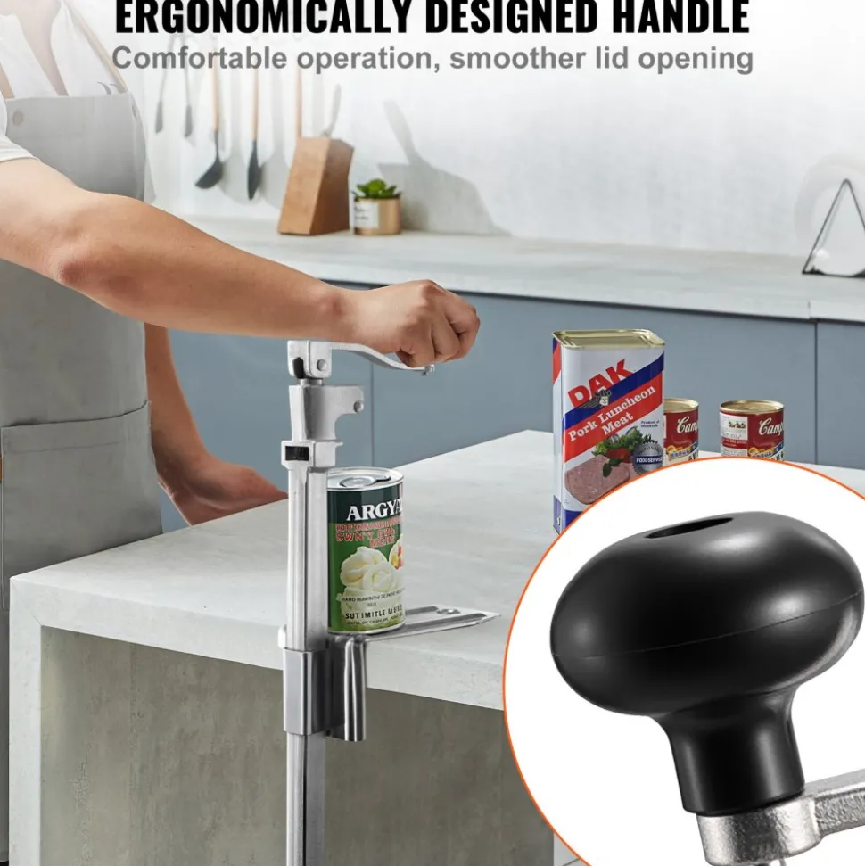 VEVOR Commercial Can Opener, Heavy-Duty Manual Tabletop Cans Opener for Cans Up to 15.75 in Height, Height-Adjustable Professional Can Openers Fixed with Screws, for Restaurant, Hotel, and Food Store