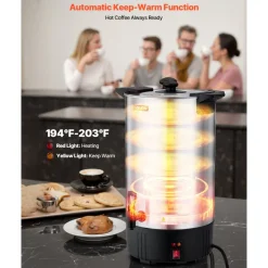 VEVOR Commercial Coffee Urn, 100 Cup 15 L Hot Beverage Dispenser with Dripless Faucet, Quick-Brewing Stainless Steel Large Commercial Coffee Maker, for Catering, Business, Party, Church & Restaurant
