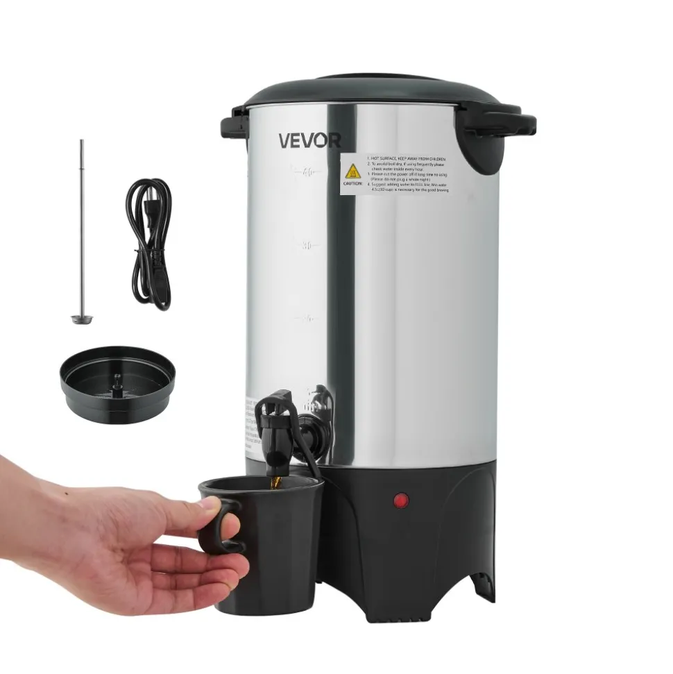 VEVOR Commercial Coffee Urn, 40 Cup 6 L Hot Beverage Dispenser with Dripless Faucet, Quick-Brewing Commercial Coffee Maker, with Stainless Steel Liner, for Catering, Business, Church & Restaurant