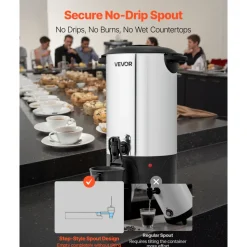 VEVOR Commercial Coffee Urn, 40 Cup 6 L Hot Beverage Dispenser with Dripless Faucet, Quick-Brewing Commercial Coffee Maker, with Stainless Steel Liner, for Catering, Business, Church & Restaurant