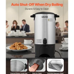 VEVOR Commercial Coffee Urn, 40 Cup 6 L Hot Beverage Dispenser with Dripless Faucet, Quick-Brewing Commercial Coffee Maker, with Stainless Steel Liner, for Catering, Business, Church & Restaurant