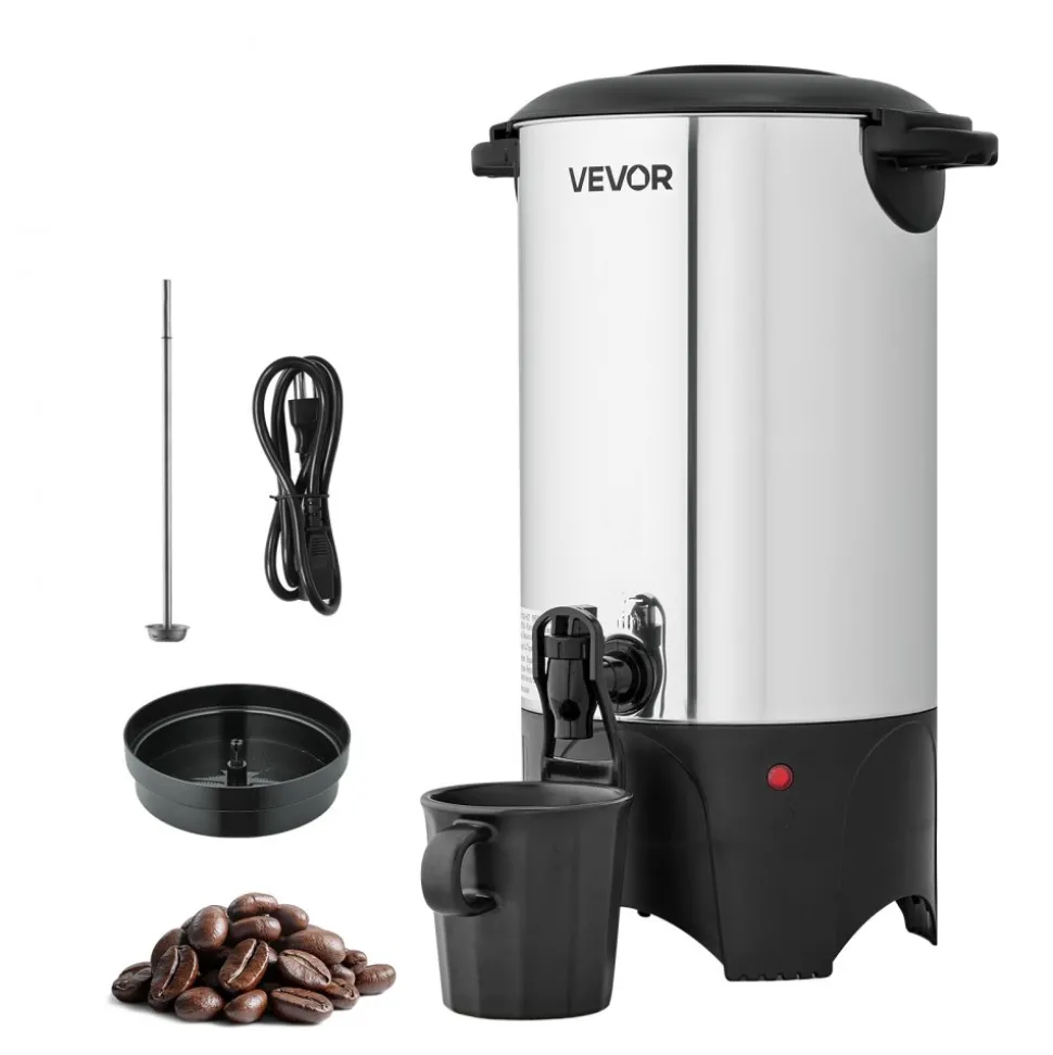 VEVOR Commercial Coffee Urn, 40 Cup 6 L Hot Beverage Dispenser with Dripless Faucet, Quick-Brewing Commercial Coffee Maker, with Stainless Steel Liner, for Catering, Business, Church & Restaurant