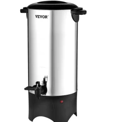 VEVOR Commercial Coffee Urn, 50 Cups Stainless Steel Large Coffee Dispenser, 1000W 110V Electric Coffee Maker Urn For Quick Brewing, Hot Water Urn with Detachable Power Cord for Easy Cleaning, Silver