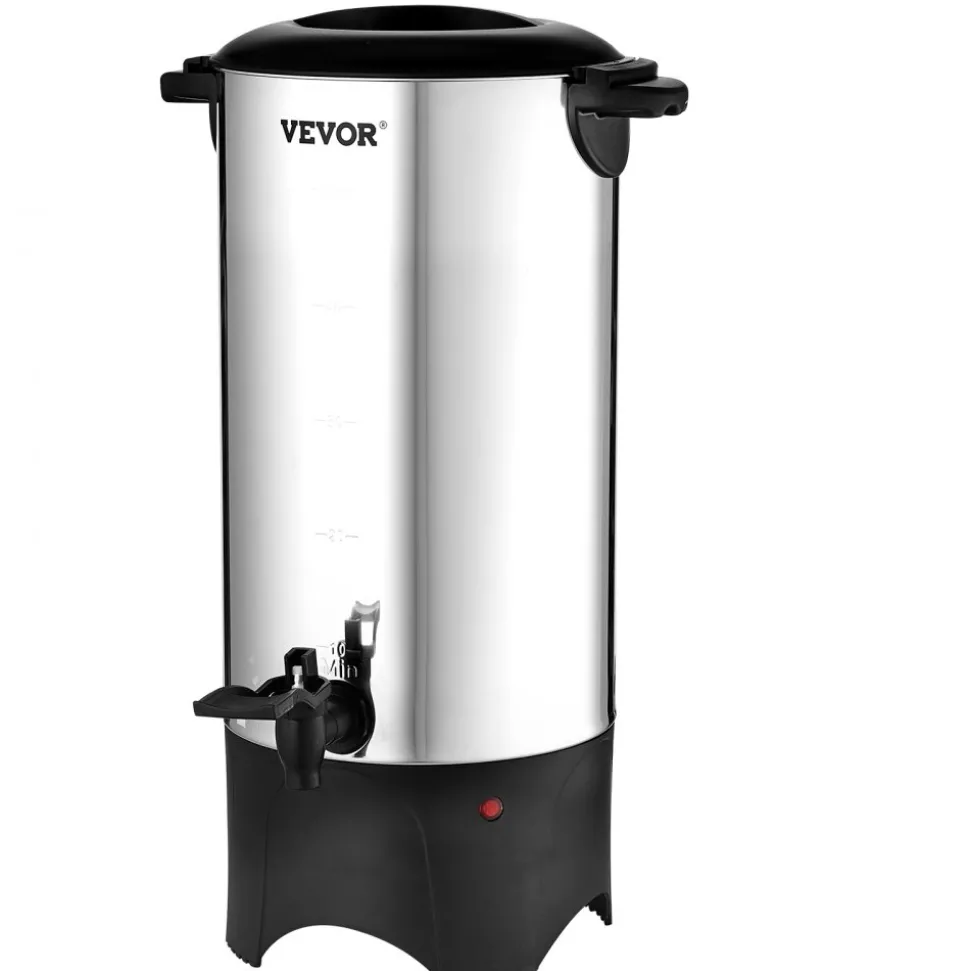 VEVOR Commercial Coffee Urn, 50 Cups Stainless Steel Large Coffee Dispenser, 1000W 110V Electric Coffee Maker Urn For Quick Brewing, Hot Water Urn with Detachable Power Cord for Easy Cleaning, Silver