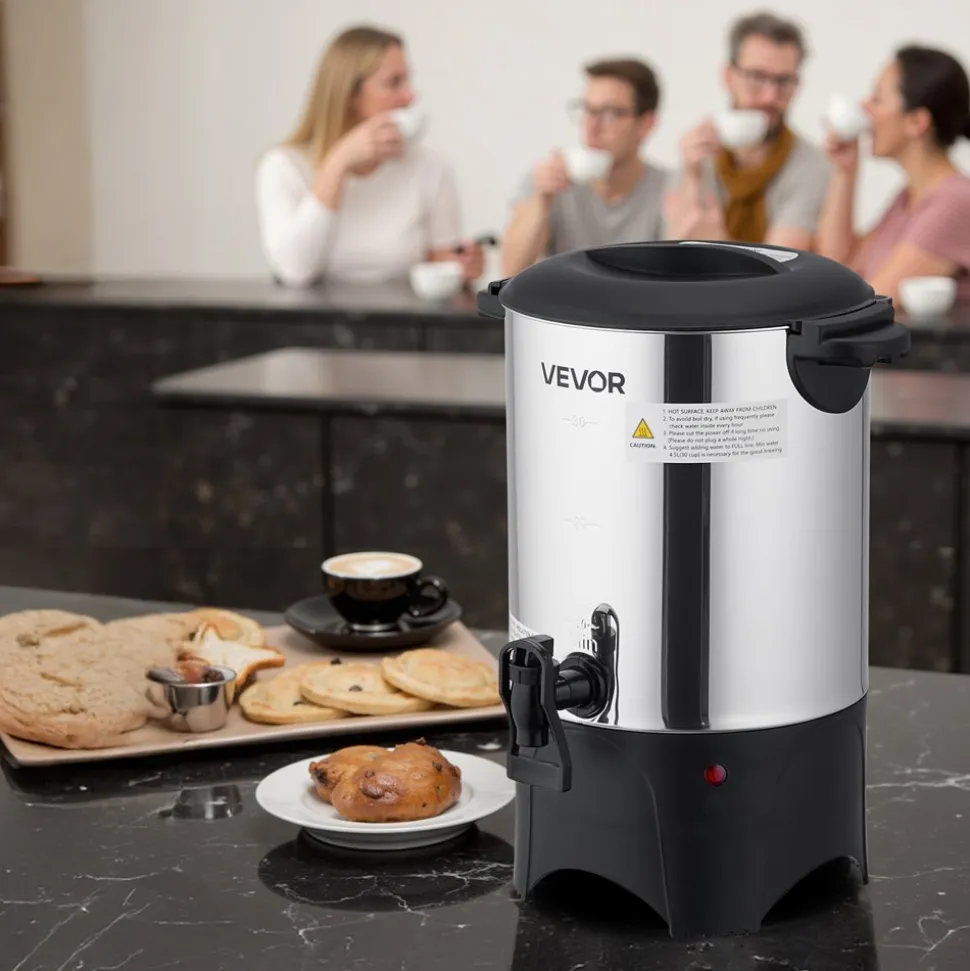 VEVOR Commercial Coffee Urn, 30 Cup 4.5 L Hot Beverage Dispenser with Dripless Faucet, Quick-Brewing Commercial Coffee Maker with Stainless Steel Liner, for Catering, Business, Church & Restaurant