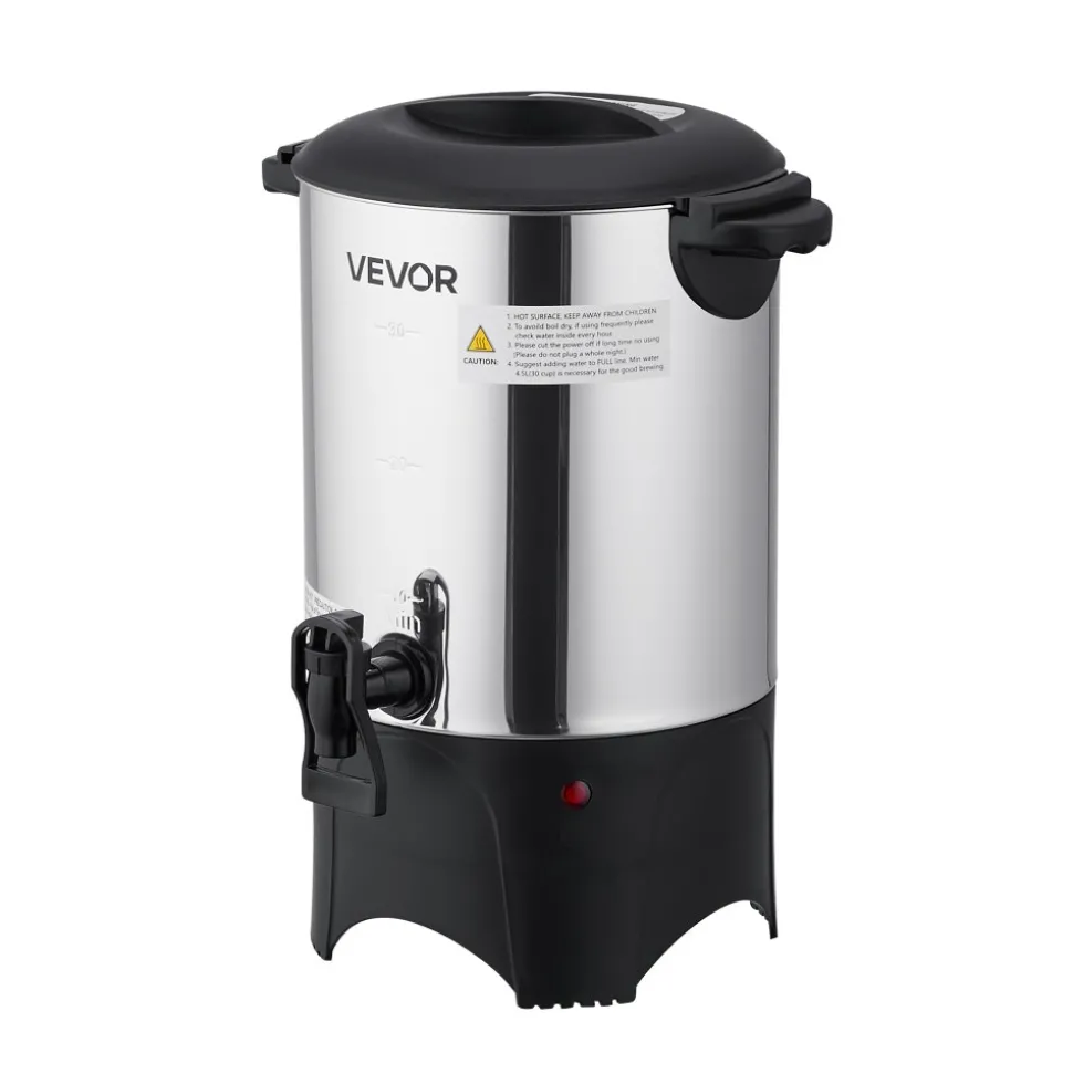 VEVOR Commercial Coffee Urn, 30 Cup 4.5 L Hot Beverage Dispenser with Dripless Faucet, Quick-Brewing Commercial Coffee Maker with Stainless Steel Liner, for Catering, Business, Church & Restaurant