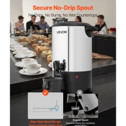 VEVOR Commercial Coffee Urn, 30 Cup 4.5 L Hot Beverage Dispenser with Dripless Faucet, Quick-Brewing Commercial Coffee Maker with Stainless Steel Liner, for Catering, Business, Church & Restaurant