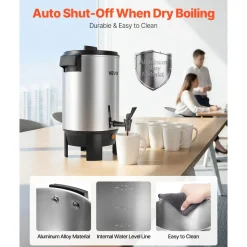 VEVOR Commercial Coffee Urn, 30 Cup 152oz Hot Beverage Dispenser with Dripless Faucet, 1090W Quick-Brewing Coffee Maker, Automatic Temperature Control, for Catering, Party, Church & Restaurant