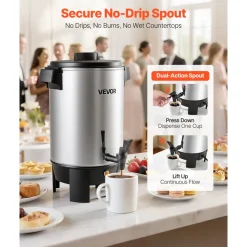 VEVOR Commercial Coffee Urn, 30 Cup 152oz Hot Beverage Dispenser with Dripless Faucet, 1090W Quick-Brewing Coffee Maker, Automatic Temperature Control, for Catering, Party, Church & Restaurant