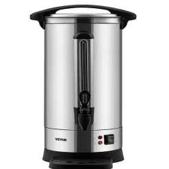VEVOR Commercial Coffee Urn, 65 Cups Stainless Steel Large Coffee Dispenser, 1500W 110V Electric Coffee Maker Urn For Quick Brewing, Hot Water Urn with Detachable Power Cord for Easy Cleaning, Silver