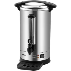 VEVOR Commercial Coffee Urn, 65 Cups Stainless Steel Large Coffee Dispenser, 1500W 110V Electric Coffee Maker Urn For Quick Brewing, Hot Water Urn with Detachable Power Cord for Easy Cleaning, Silver