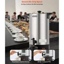 VEVOR Commercial Coffee Urn, 60 Cup 9 L Hot Beverage Dispenser with Dripless Faucet, Quick-Brewing Stainless Steel Large Commercial Coffee Maker, for Catering, Business, Party, Church & Restaurant