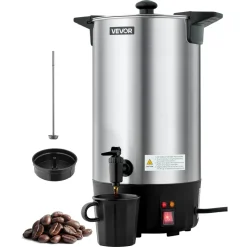 VEVOR Commercial Coffee Urn, 60 Cup 9 L Hot Beverage Dispenser with Dripless Faucet, Quick-Brewing Stainless Steel Large Commercial Coffee Maker, for Catering, Business, Party, Church & Restaurant
