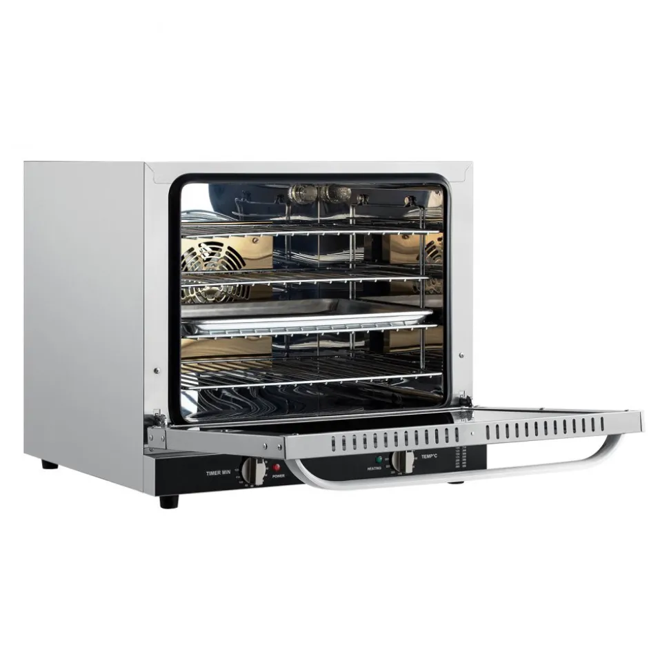 VEVOR Commercial Convection Oven, 66L/60Qt, Half-Size Conventional Oven Countertop, 1800W 4-Tier Toaster w/Front Glass Door, Electric Baking Oven with Tray & Wire Racks (120V, 5-15P Plug & Outlet)