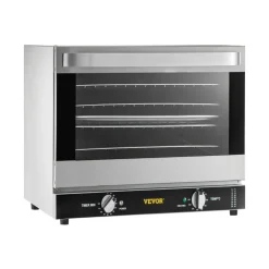 VEVOR Commercial Convection Oven, 66L/60Qt, Half-Size Conventional Oven Countertop, 1800W 4-Tier Toaster w/Front Glass Door, Electric Baking Oven with Tray & Wire Racks (120V, 5-15P Plug & Outlet)