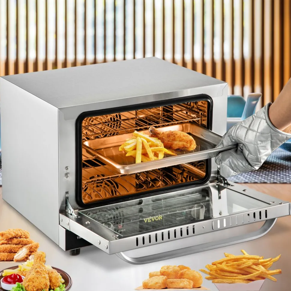 VEVOR Commercial Convection Oven, 4.24 cu.ft Countertop Oven for Full-Size Pans, Electric Convection Ovens with 4 Racks, 360° Hot Air Circulation, for Bakery, Restaurant & Pizza Shop (208-240V 5000W)