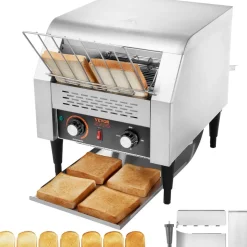 VEVOR Commercial Conveyor Toaster, 300 Slices/Hour Conveyor Belt Toaster, Heavy Duty Stainless Steel Commercial Toaster Oven, Electric  Restaurant Commercial Toaster for Toast Bun, Bagel, Bread