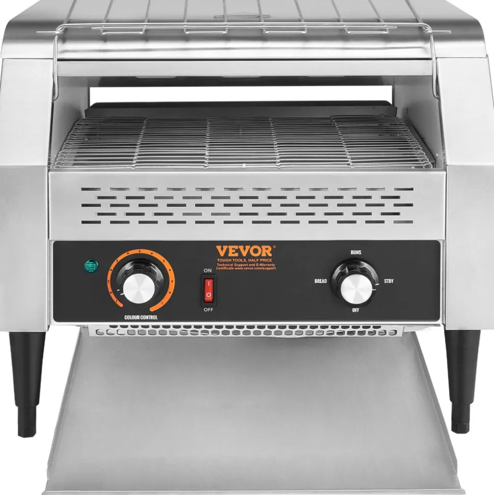 VEVOR Commercial Conveyor Toaster, 450 Slices/Hour Conveyor Belt Toaster, Heavy Duty Stainless Steel Commercial Toaster Oven, Electric Restaurant Commercial Toaster for Toast Bun, Bagel, Bread