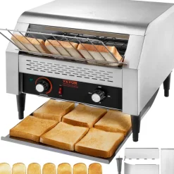 VEVOR Commercial Conveyor Toaster, 450 Slices/Hour Conveyor Belt Toaster, Heavy Duty Stainless Steel Commercial Toaster Oven, Electric Restaurant Commercial Toaster for Toast Bun, Bagel, Bread