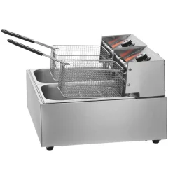 VEVOR Commercial Deep Fryer, Dual Tank 3000W Electric Countertop Fryer with Basket, 2 x 9.1Qt/8.6L Double Stainless Steel Oil Fryer, with Temp Control & Overheat Protection, for Kitchen Restaurant Use