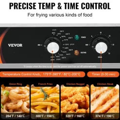 VEVOR Commercial Deep Fryer, Dual Tank 3500W Electric Countertop Fryer, 2 x 9Qt / 8.5L Double Oil Fryer with 2 Baskets, 1mm Thickened Stainless Steel, Time & Temp Control, for Kitchen Restaurant Use