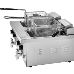 VEVOR Commercial Deep Fryer, Dual Tank 3500W Electric Countertop Fryer, 2 x 9Qt / 8.5L Double Oil Fryer with 2 Baskets, 1mm Thickened Stainless Steel, Time & Temp Control, for Kitchen Restaurant Use