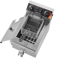 VEVOR Commercial Deep Fryer, 1500W Electric Countertop Fryer with Basket, 11.6Qt / 11L Stainless Steel Single Oil Fryer with Time & Temp Control, Overheat Protection, for Kitchen Restaurant Use