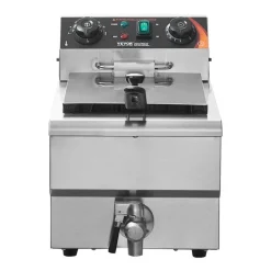VEVOR Commercial Deep Fryer, 1500W Electric Countertop Fryer with Basket, 11.6Qt / 11L Stainless Steel Single Oil Fryer with Time & Temp Control, Overheat Protection, for Kitchen Restaurant Use