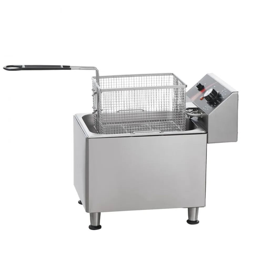 VEVOR Commercial Deep Fryer, 1750W Electric Countertop Fryer with Basket & Height-Adjustable Feet, 12Qt / 11.5L Stainless Steel Single Oil Fryer, Temp Control, Overheat Protection, for Restaurant Use