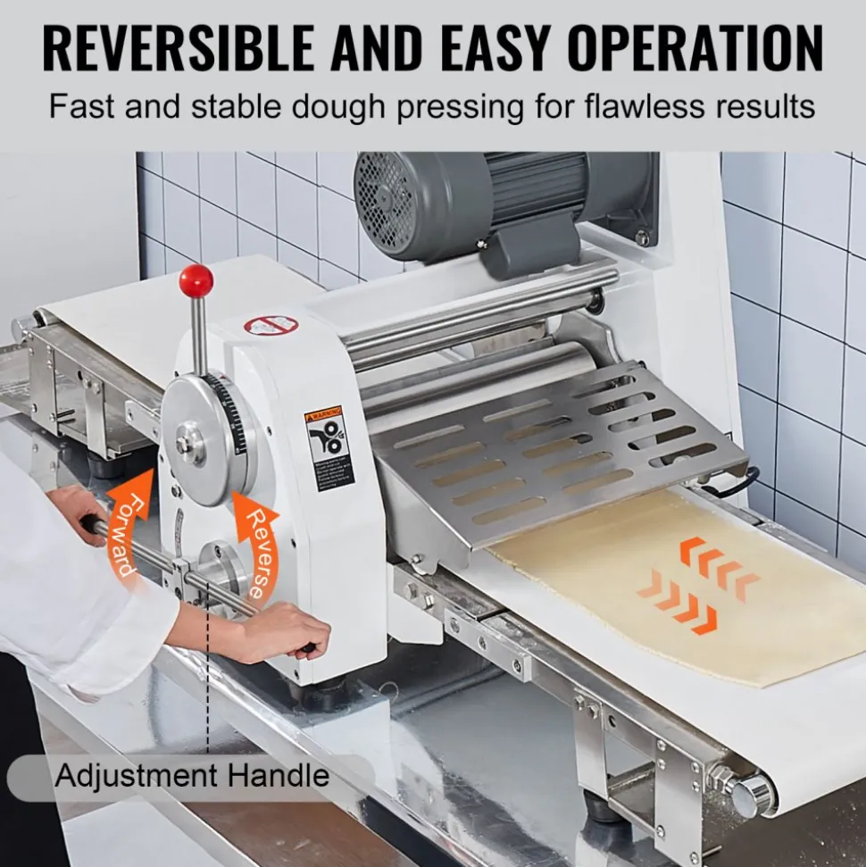 VEVOR Commercial Dough Sheeter Machine, 19.7-Inch Reversible Puff Pastry Sheeter and Fondant Roller, Electric Dough Roller 0-1.4" Adjustable Thickness, Folding Dough Sheeter for Bakeries, Pastries