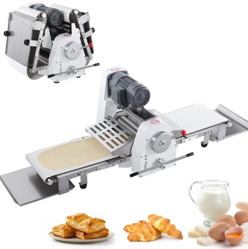 VEVOR Commercial Dough Sheeter Machine, 15.7-Inch Reversible Puff Pastry Sheeter and Fondant Roller, Electric Dough Roller 0-1.4" Adjustable Thickness, Folding Dough Sheeter for Bakeries, Pastries