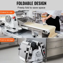 VEVOR Commercial Dough Sheeter Machine, 15.7-Inch Reversible Puff Pastry Sheeter and Fondant Roller, Electric Dough Roller 0-1.4